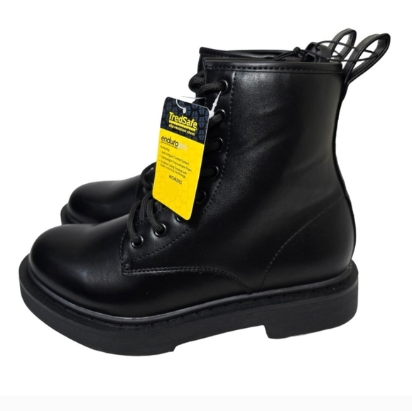 Tredsafe Women's Raven Slip Resistant Black Lace-Up Ankle Boots - Picture 2 of 8